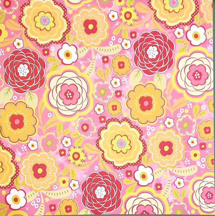 Karen Foster - single sided paper 12 x 12 - retro flowers