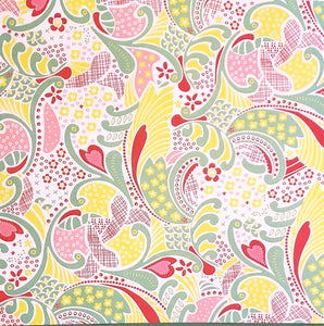 Karen Foster - single sided paper 12 x 12 - retro flowers and swirls