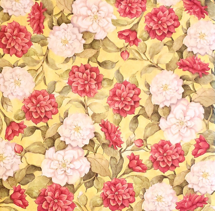 Karen Foster - single sided paper 12 x 12 - red and white  flowers