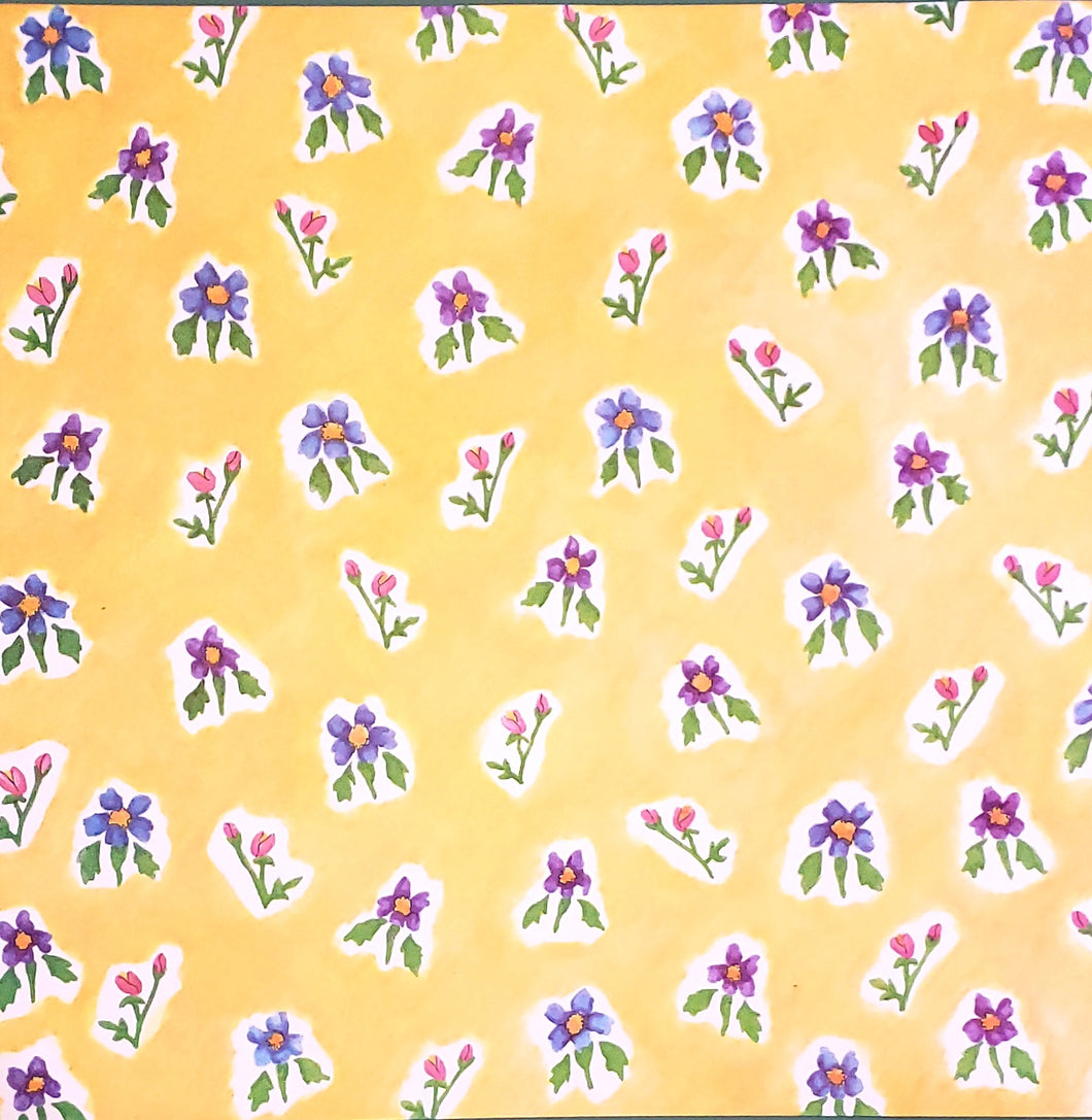 Sonburn - single sided paper 12 x 12 - little flowers on yellow