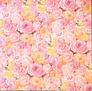 Karen foster - single sided paper 12 x 12 - pink and orange roses