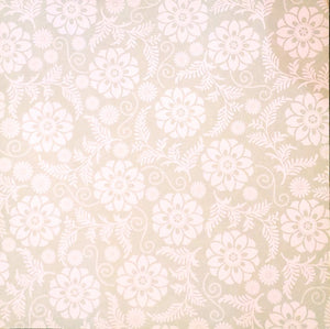 Karen foster - single sided paper 12 x 12 - white flowers and greenery on sea blue