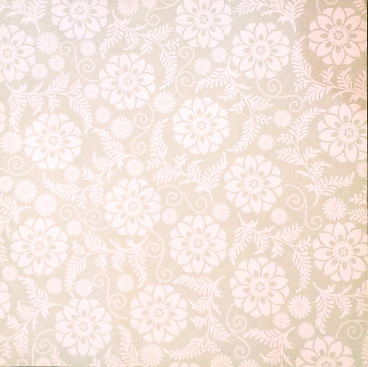 Karen foster - single sided paper 12 x 12 - white flowers and greenery on sea blue