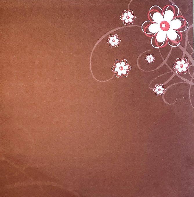 Karen Foster -  single Sided paper 12 x 12 -  white and red flowers on black