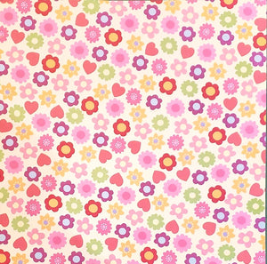Karen Foster -  single Sided paper 12 x 12 -  flowers and hearts