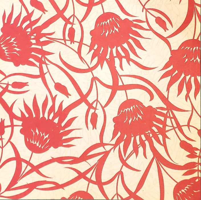 Karen Foster -  single Sided paper 12 x 12 - red flowers