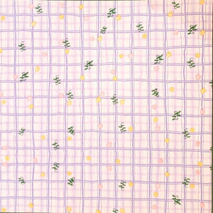 Karen Foster -  single Sided paper 12 x 12 - blue plaid with flowers
