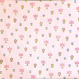 Sonburn -  single Sided paper 12 x 12 - pink stripe flowers