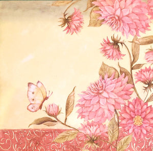 Karen Foster -  single Sided paper 12 x 12 -  pink flowers and butterflies