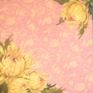 Karen Foster -  single Sided paper 12 x 12 -  big yellow flowers