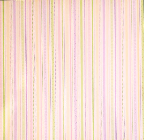 Doodlebug designs - single sided paper 12 x 12 - baby girl ribbon stripe
