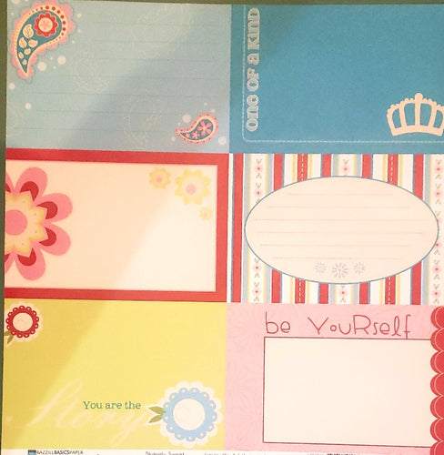 Bazzill Basics  - double sided paper 12 x 12 -  divinely sweet lickety slip 4 x 5 horizontal
