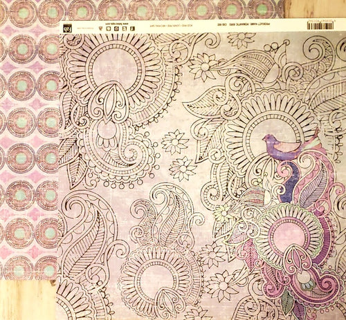 Fab scraps - double sided paper cardstock 12 x 12 - romantic bird