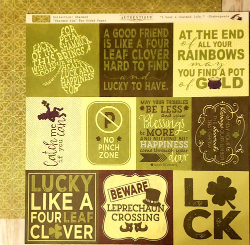 Authentique - double sided cardstock 12 x 12 - I bear a charmed life six