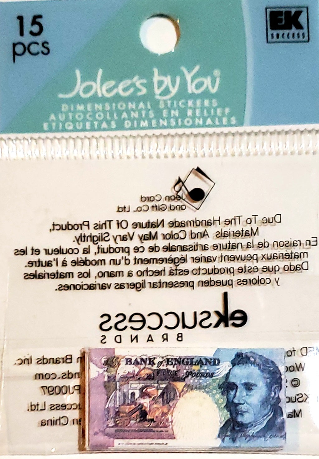 Jlolee's Boutique Dimensional Sticker  - x small pack - English pounds bills money