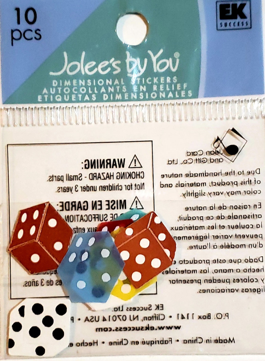 Jolee's Boutique Dimensional Sticker  - x small pack - dice