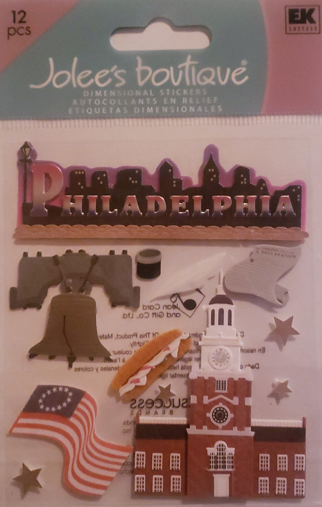 Jolee's Boutique Dimensional Sticker  - small pack states - Philadelphia Pennsylvania