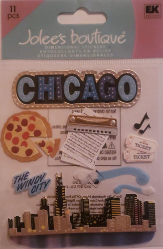 Jolee's Boutique Dimensional Sticker  - small pack states - Chicago Illinois
