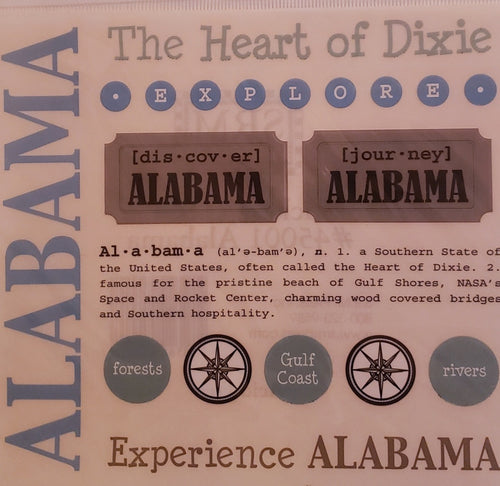 Srm press  - say it with stickers sheet - state sheet - Alabama