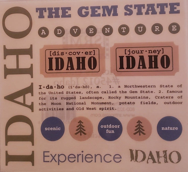 Srm press  - say it with stickers sheet - state sheet - Idaho