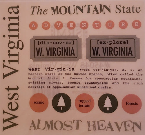 Srm press  - say it with stickers sheet - state sheet - West Virginia