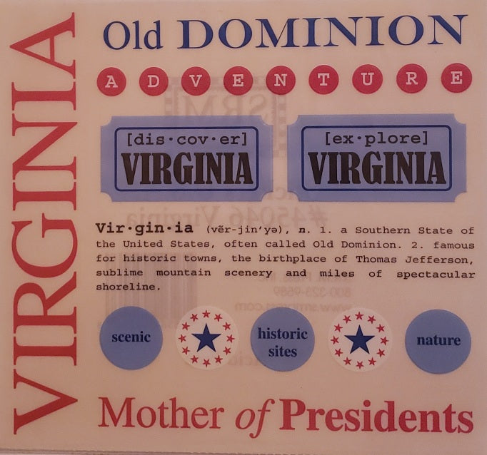 Srm press  - say it with stickers sheet - state sheet - Virginia