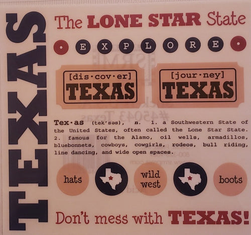 Srm press  - say it with stickers sheet - state sheet - Texas