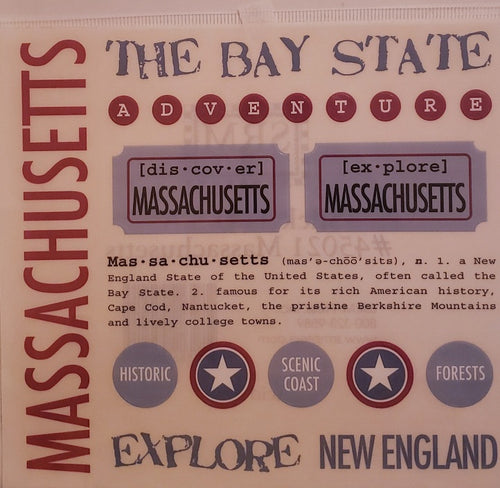 Srm press  - say it with stickers sheet - state sheet - Massachusetts