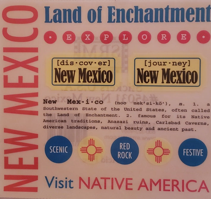 Srm press  - say it with stickers sheet - state sheet - New Mexico
