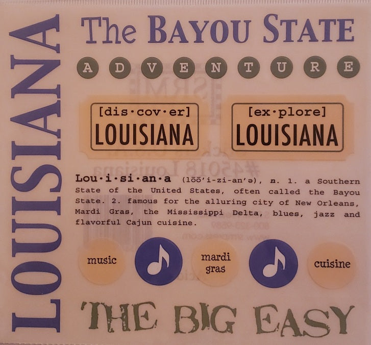 Srm press  - say it with stickers sheet - state sheet - Louisiana