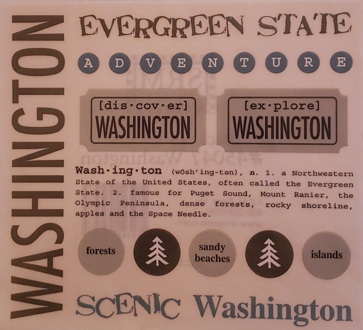 Srm press  - say it with stickers sheet - state sheet - Washington