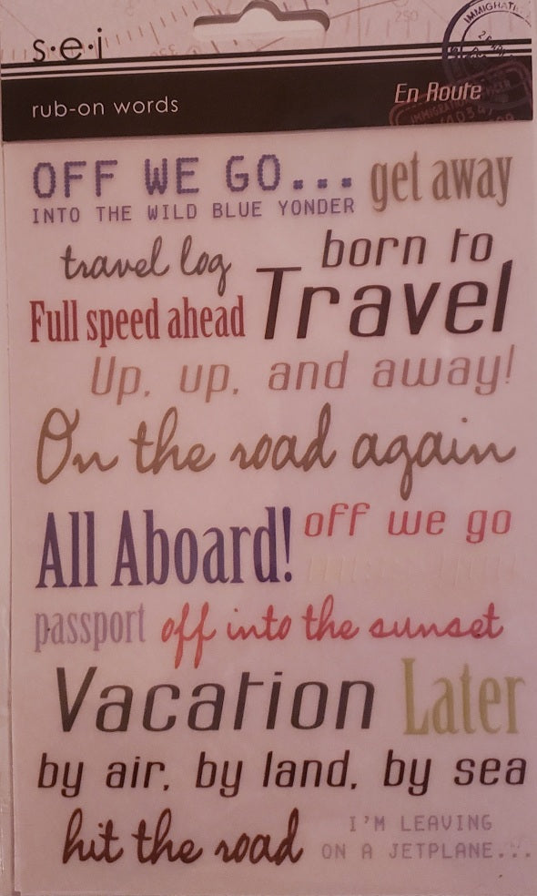 SEI - rub ons - en route words travel