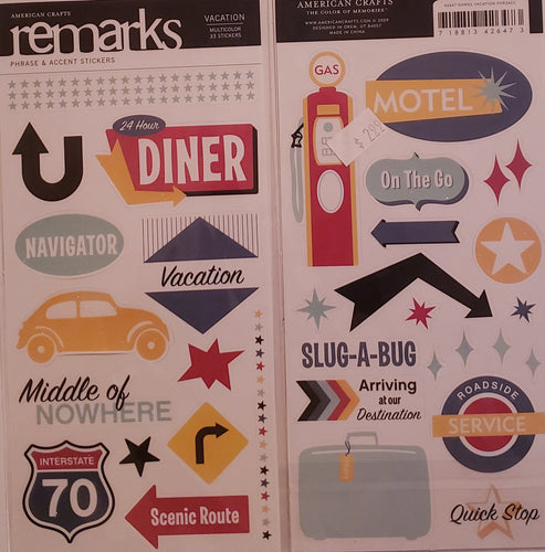 American crafts  - remarks sticker sheets  - vacation