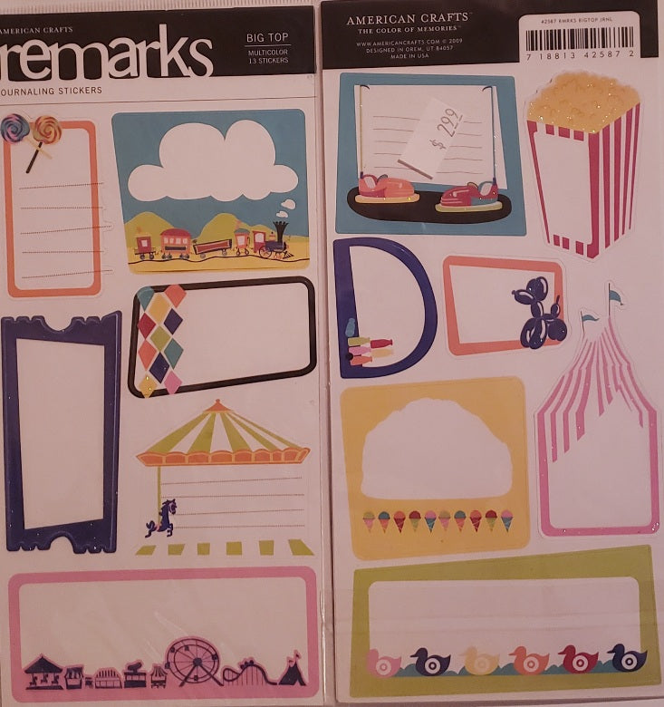 American crafts - remarks sticker sheets - big top journaling – Dies ...