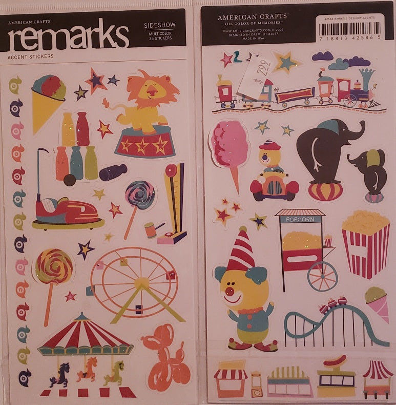 American crafts  - remarks sticker sheets  - sideshow