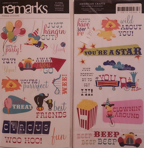 American crafts  - remarks sticker sheets  - flying trapeze