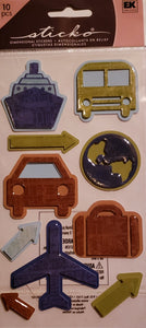 Sticko  - dimensional sticker sheets - travel pictograms