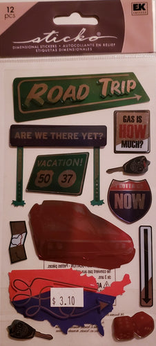 Sticko  - dimensional sticker sheets - road trip metallic