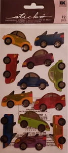 Sticko  - flat sticker sheets - kids cars epoxy metallic