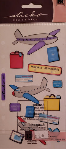 Sticko  - flat sticker sheets -leaving on a jetplane
