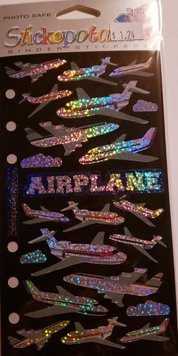 Sticko  - flat sticker sheets - metallic airplane