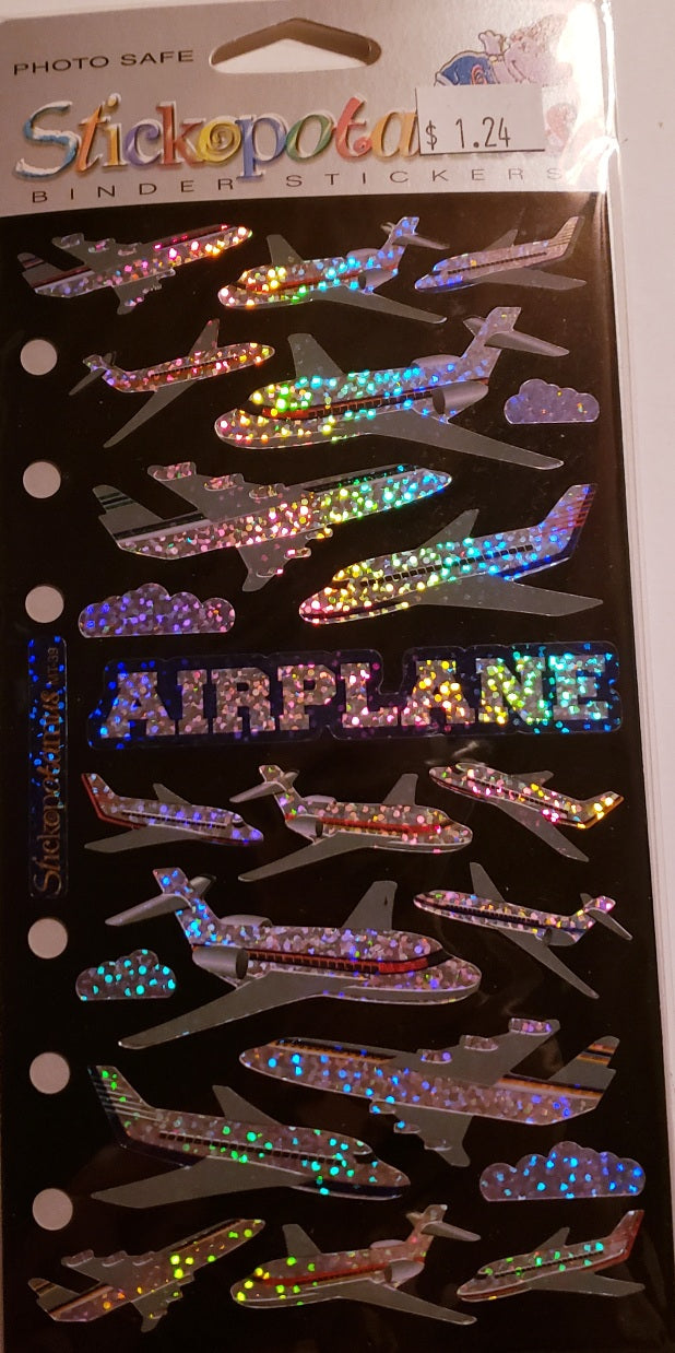 Sticko  - flat sticker sheets - metallic airplane