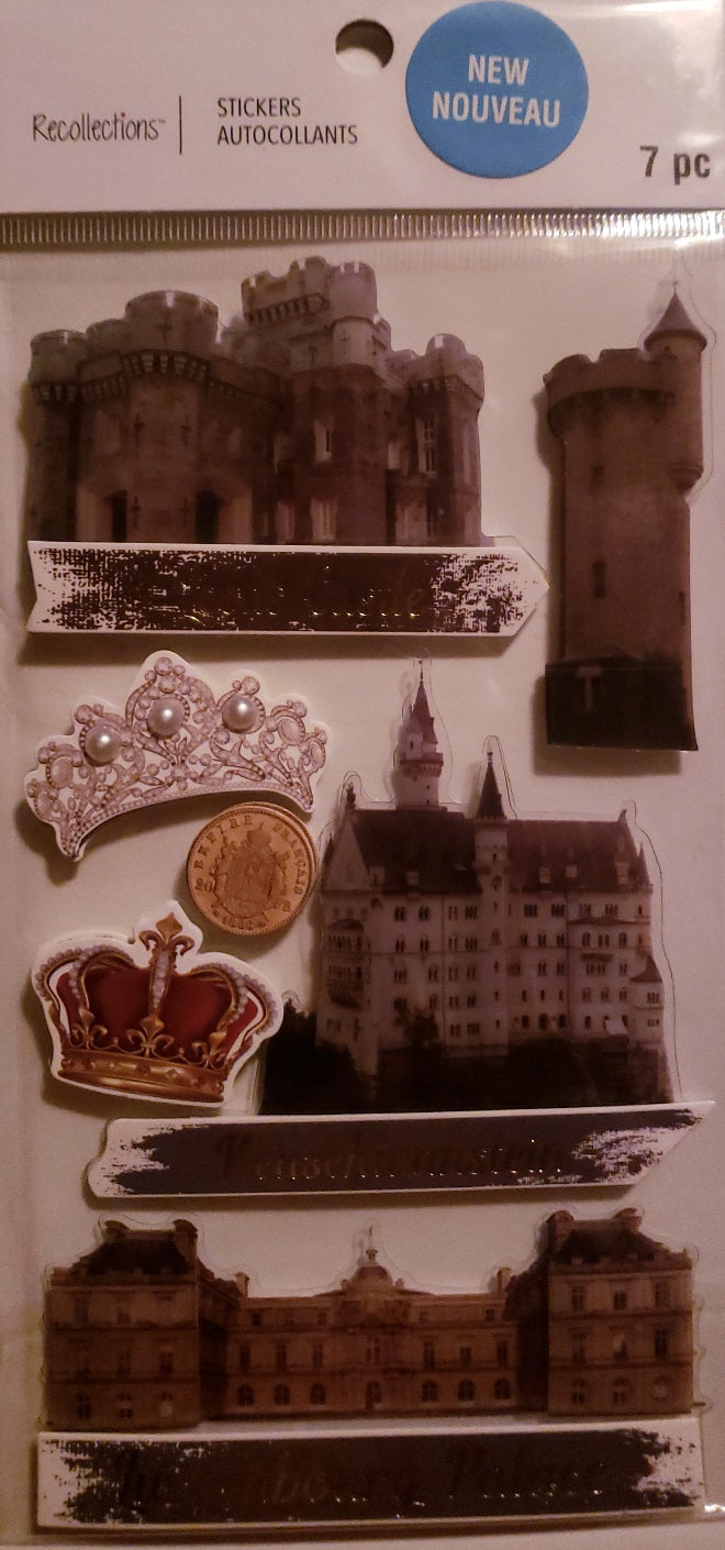 Recollections -  dimensional sticker - Leeds Castle , Neuschwanstein , Luxembourg Palace