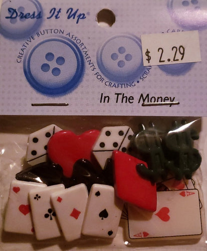 Dress it up buttons -  button package - in the money cards / poker