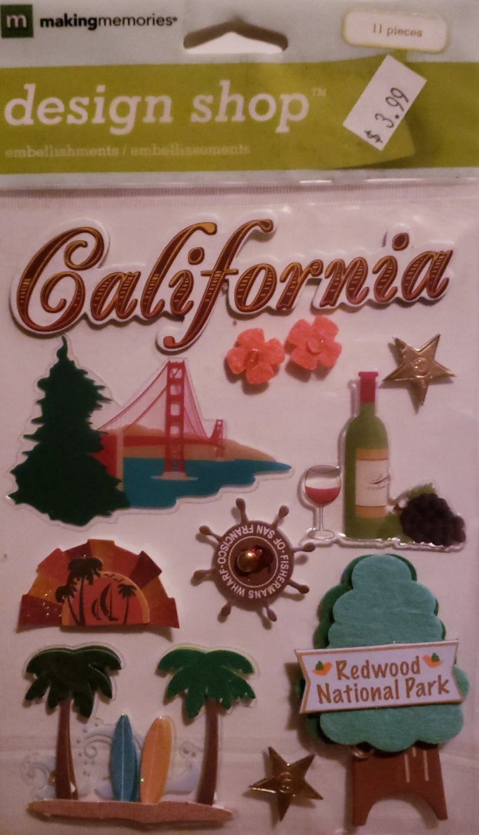 Making Memories -  design shop dimensional sticker sheet - California Vacation