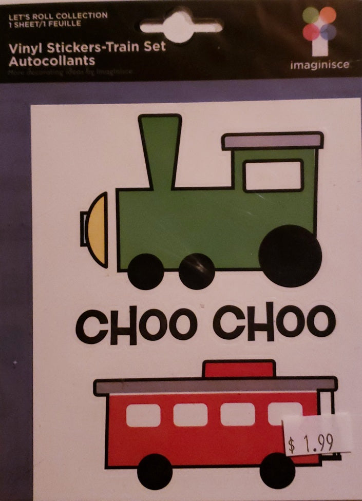 Imaginisce -  vinyl sticker - lets roll collection Train set