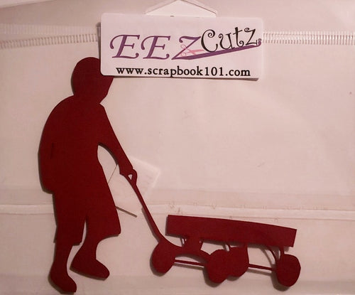 Eez cuts  - laser cut   - boy and red wagon