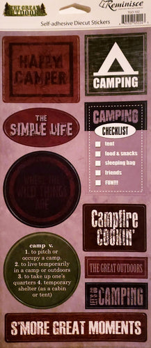 Reminisce -  cardstock sticker sheet -  the great outdoors camping