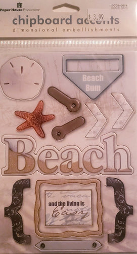 The paper house - chipboard stickers -  beach days