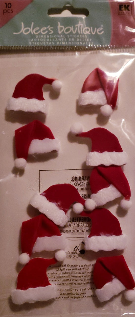Jolee's Boutique Dimensional Sticker  - large pack - Santa Hats